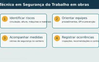 Infográfico sobre a atuação do técnico em Segurança do Trabalho em obras