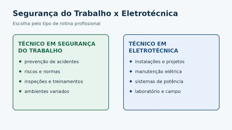 Comparação entre curso técnico em Segurança do Trabalho e Eletrotécnica