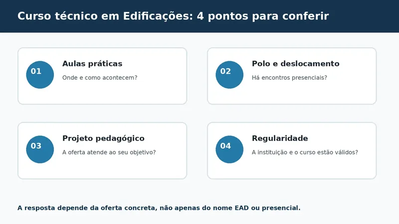 Checklist para escolher curso técnico em Edificações EAD ou presencial