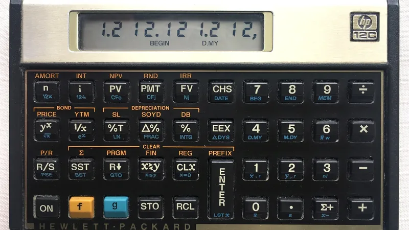 Calculadora financeira usada como referência para estudar para a certificação CPA ou C-Pro I
