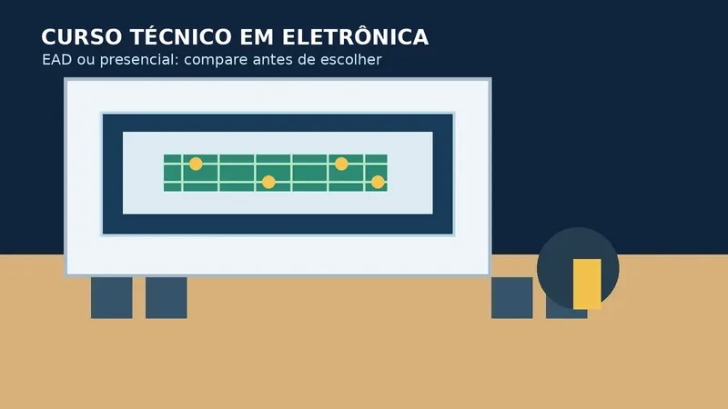Imagem de curso técnico em Eletrônica EAD ou presencial com bancada de circuitos