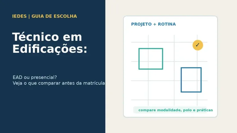 Curso técnico em Edificações EAD ou presencial com planta de projeto e checklist de escolha