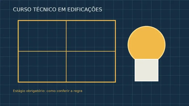 Curso técnico em Edificações e estágio obrigatório: planta e capacete de obra