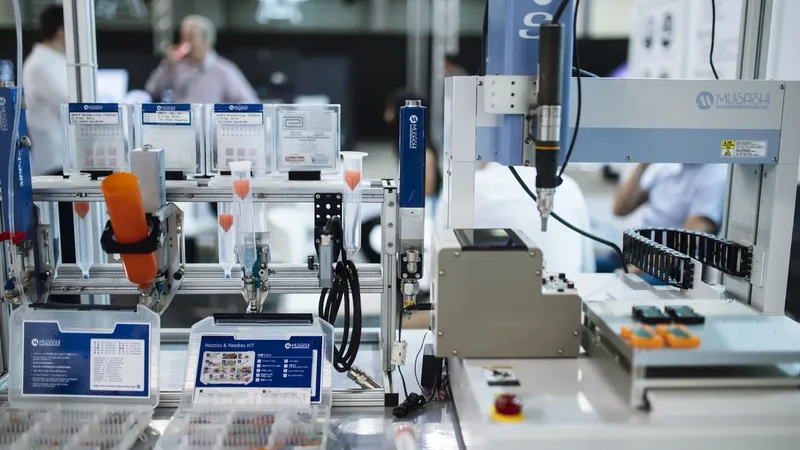 Braço robótico em laboratório de automação para estágio em Mecatrônica
