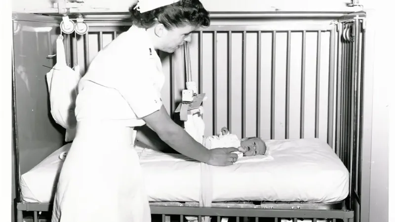 Técnico de enfermagem em atendimento pediátrico a um bebê em ambiente hospitalar