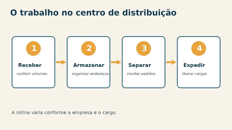 Etapas do trabalho do técnico em Logística em centro de distribuição