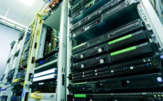 Servidores em rack representam a infraestrutura usada por profissionais de computação em nuvem